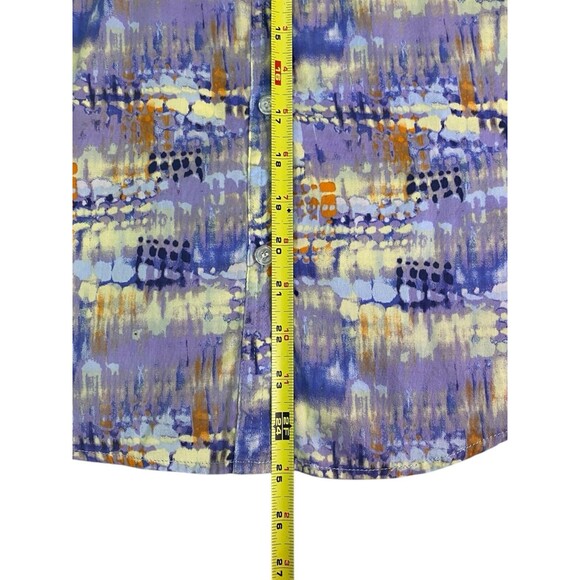 SUNSET RD Womens Button Up Top Size 10 Purple Multicolor Print 3/4 Sleeves - Picture 6 of 10